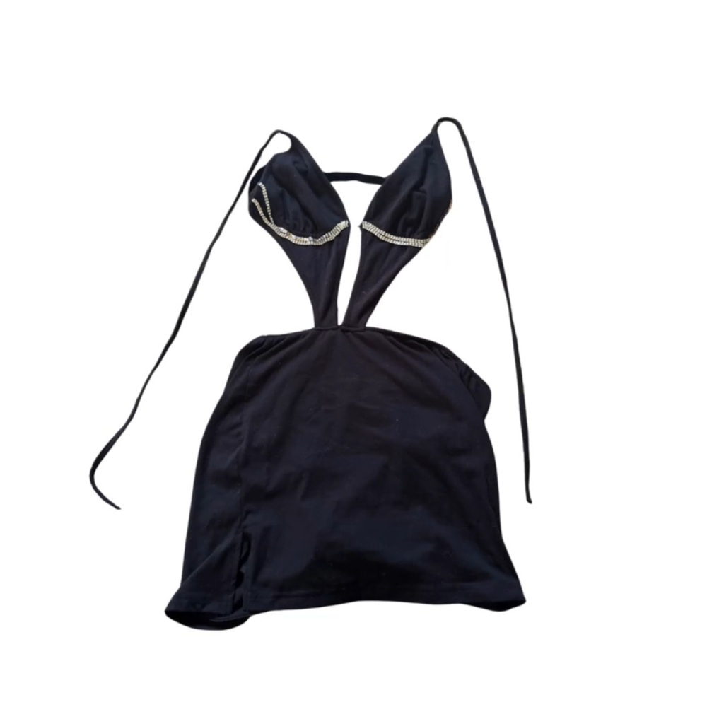 SHEIN Black Mini Dress with Silver Accents